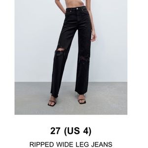 Zara Wide Leg Black Jeans Size 26
